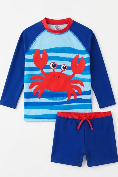 Traje de Baño Niño Dos Piezas Manga Larga y Short - Little Crab
