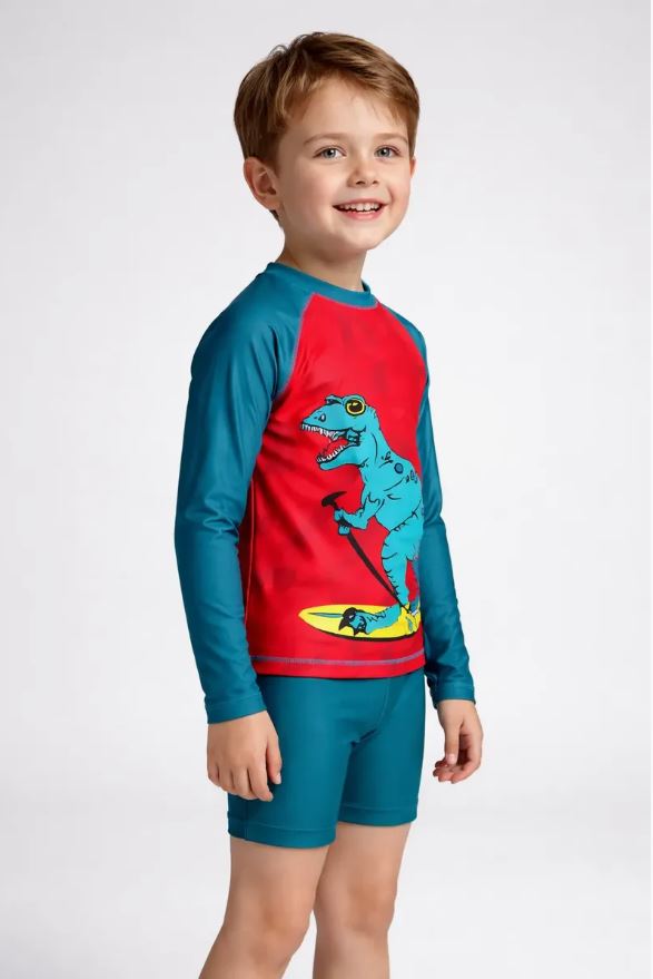 Traje de Baño Niño Dos Piezas Manga Larga y Short - Surf Raptor