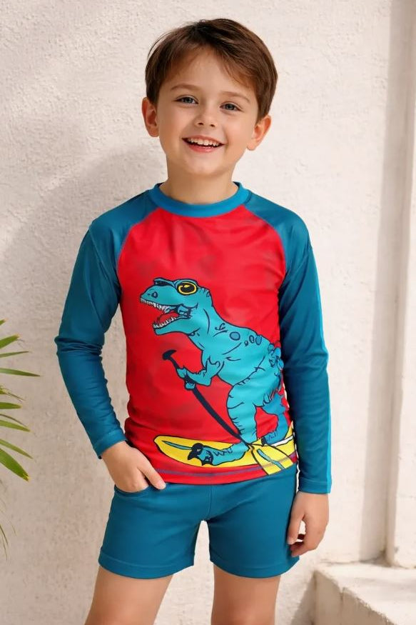 Traje de Baño Niño Dos Piezas Manga Larga y Short - Surf Raptor