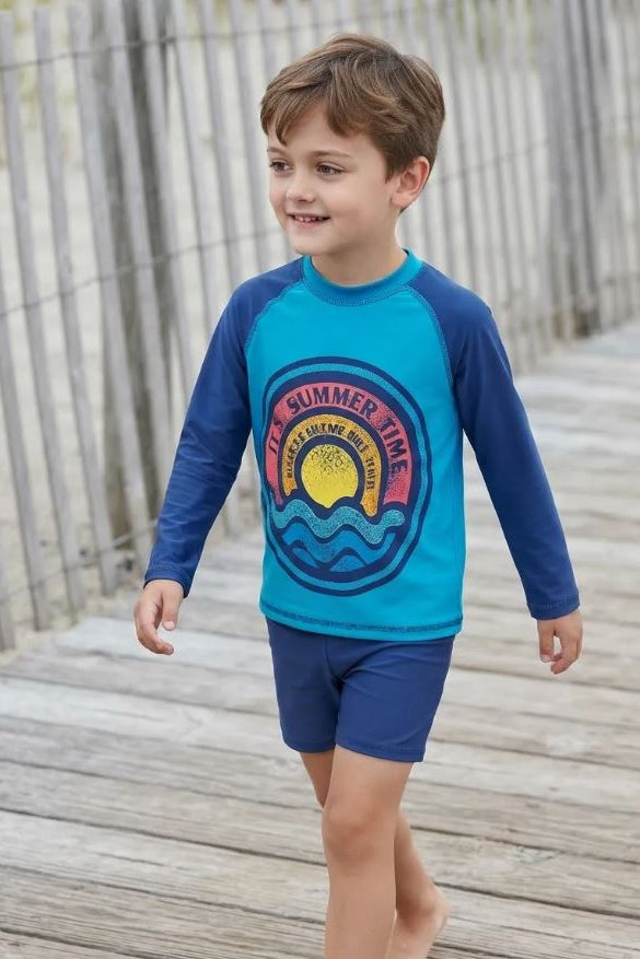 Traje de Baño Niño Dos Piezas Manga Larga y Short - Summer Camp