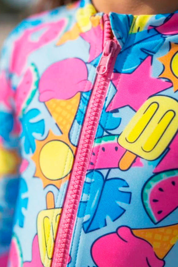Vestido de Baño Entero Niña Manga Larga con Cremallera – Estrella de Azúcar