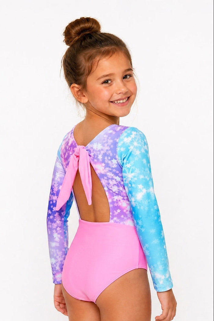 Vestido de Baño Entero Niña Manga Larga con Espalda Regulable