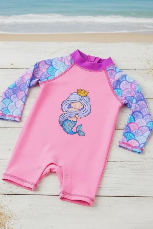 Vestido de Baño Entero Bebé Niña Manga Larga – Sirenita