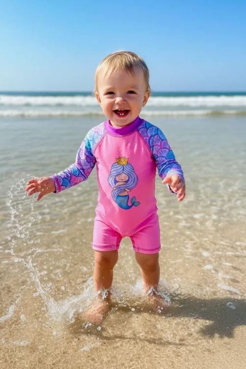 Vestido de Baño Entero Bebé Niña Manga Larga – Sirenita