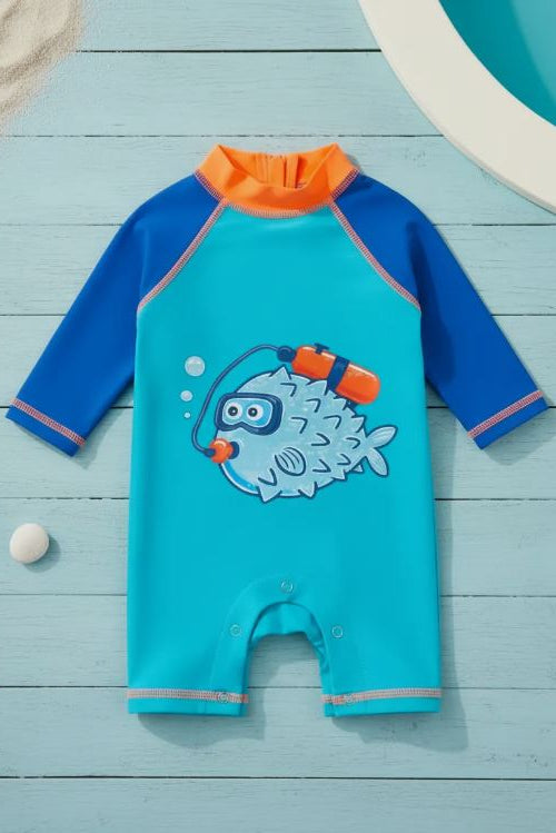 Traje de Baño Enterizo para Bebé Niño - Pez Globo