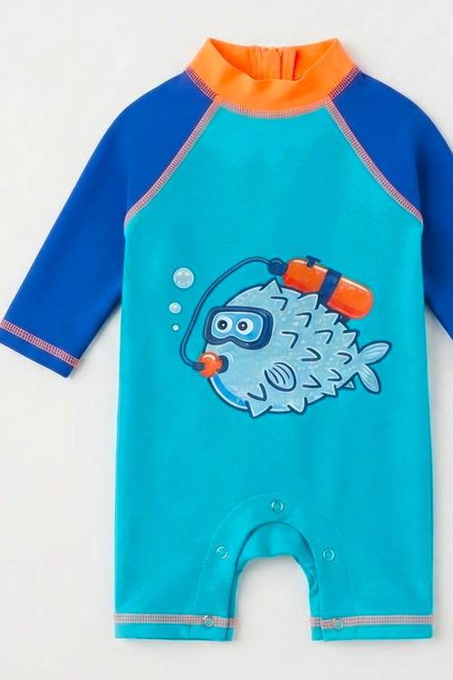 Traje de Baño Enterizo para Bebé Niño - Pez Globo