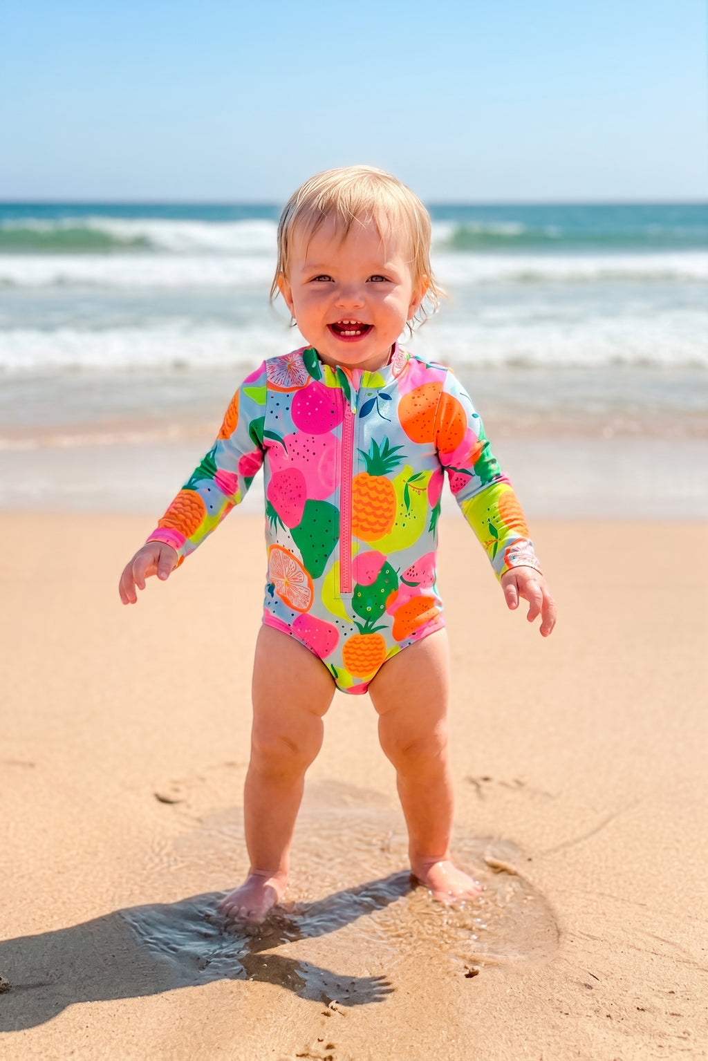 Vestido de Baño Entero Bebé Niña Manga Larga con Cremallera – Tutifrutti