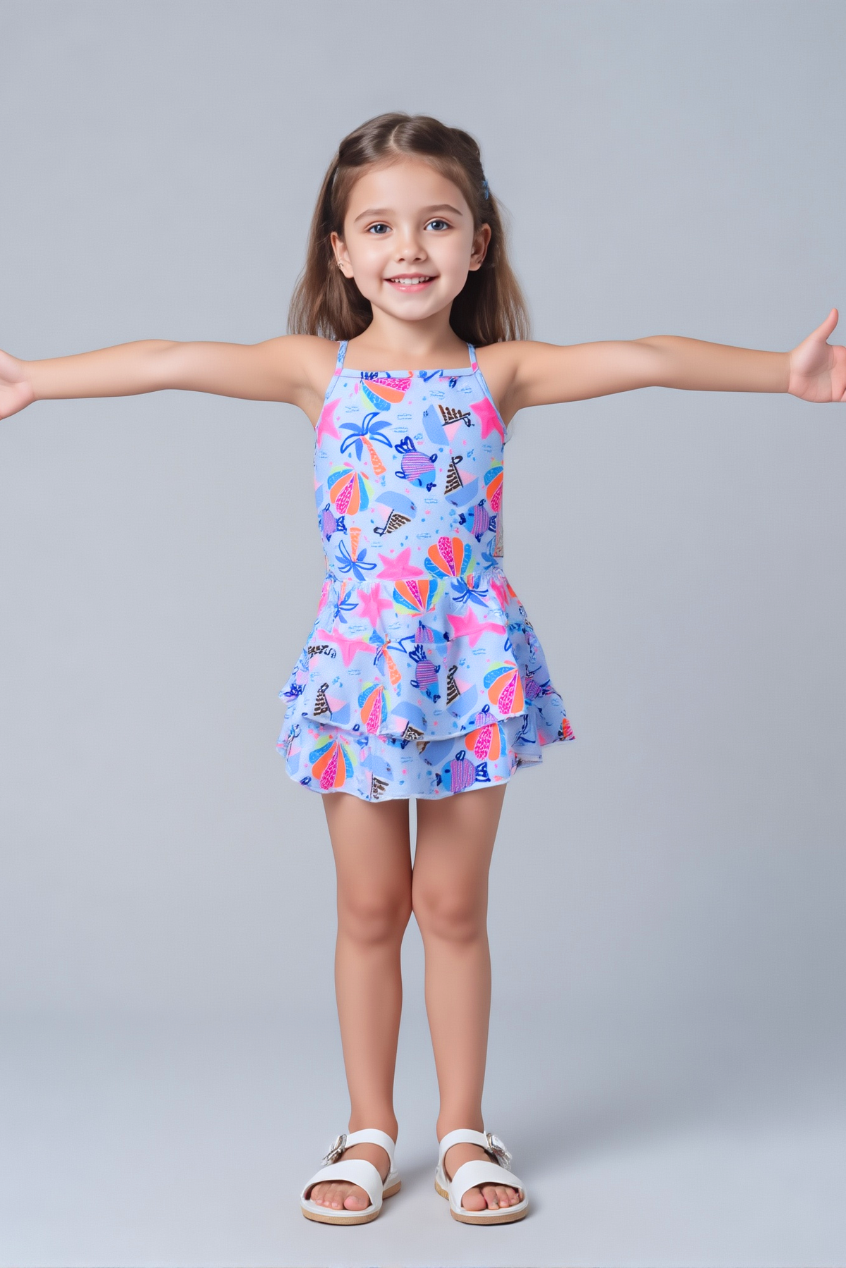 Vestido de Baño Entero Niña Manga Sisa con Falda – Dulce Arrecife