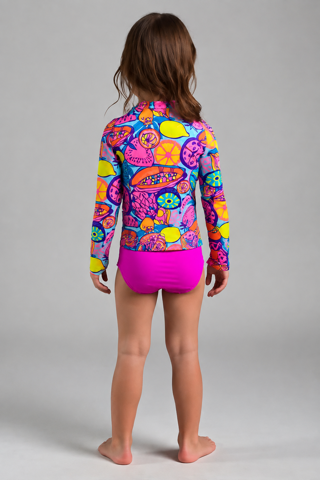 Vestido de Baño Niña Dos Piezas Buzo y Panty Tiro Alto