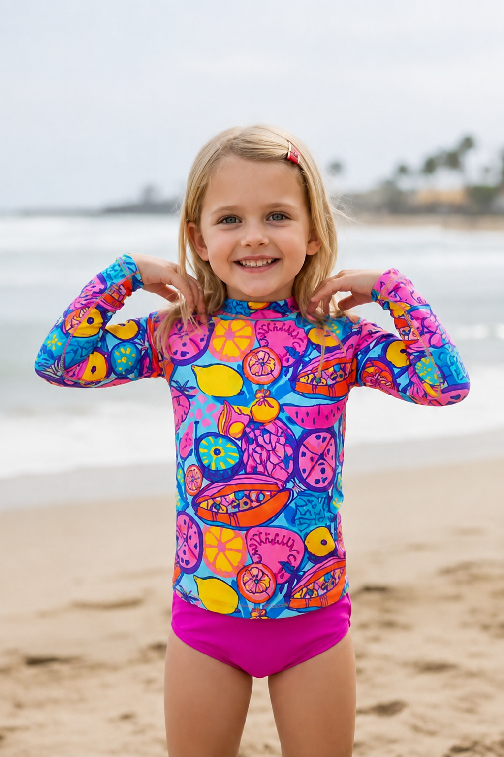Vestido de Baño Niña Dos Piezas Buzo y Panty Tiro Alto