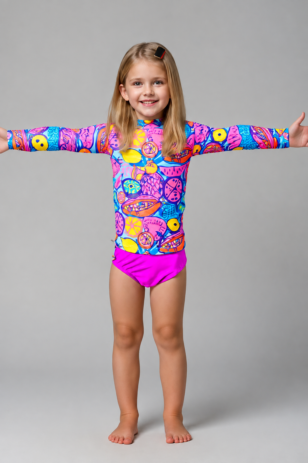 Vestido de Baño Niña Dos Piezas Buzo y Panty Tiro Alto