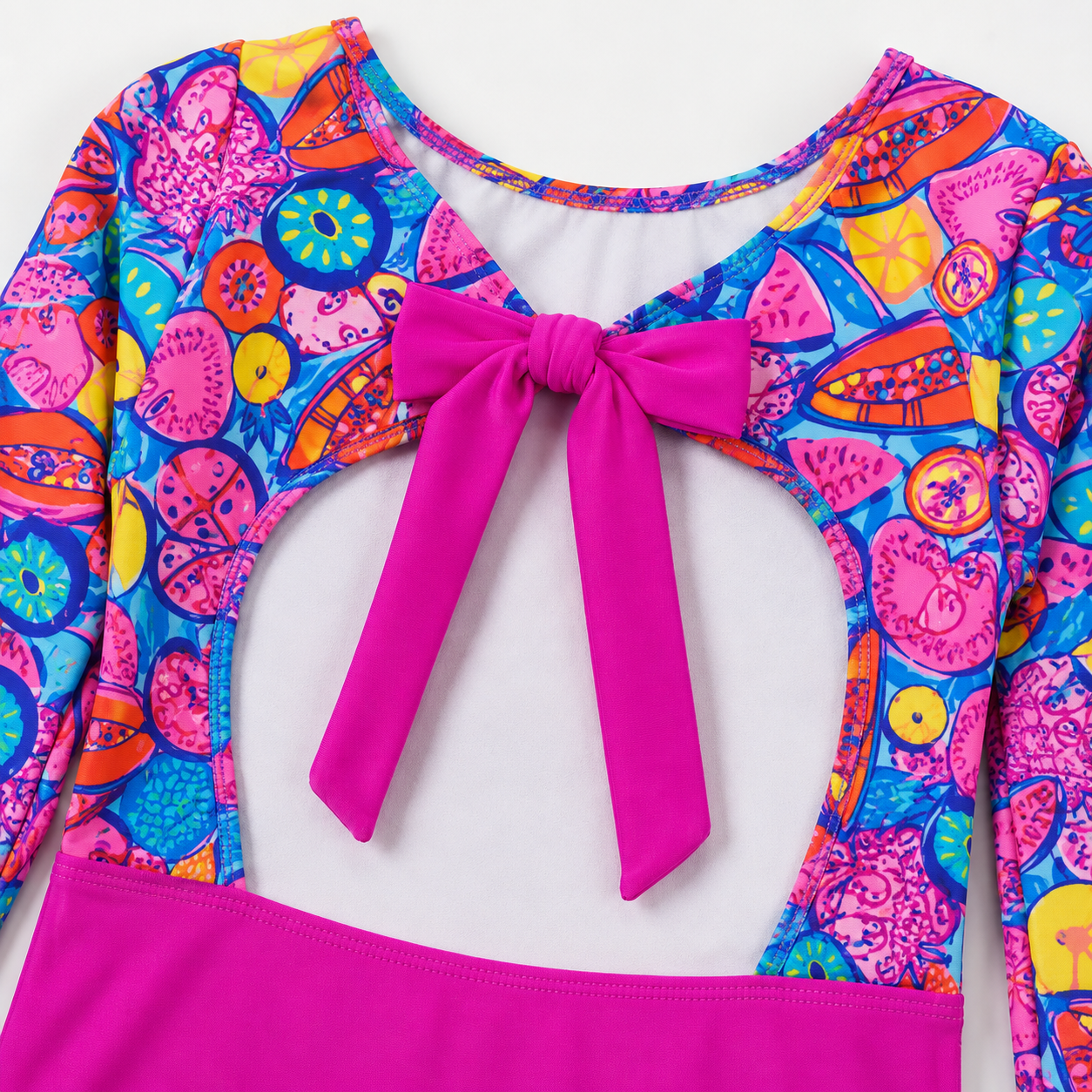 Vestido de Baño Entero Niña Manga Larga con Espalda Regulable