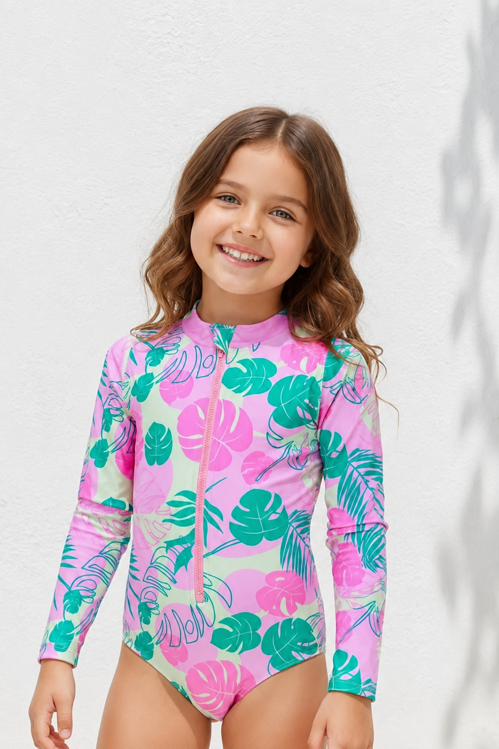 Vestido de Baño Entero Niña Manga Larga con Cremallera – Brisa Tropical