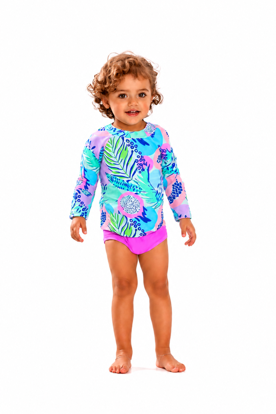 Vestido de Baño Bebé Niña Dos Piezas Manga Larga – Pistacho