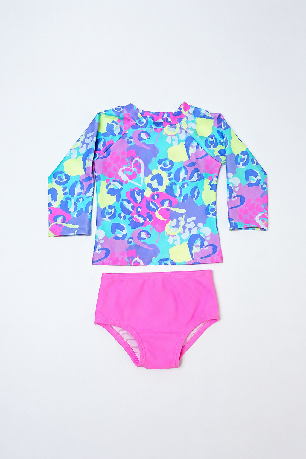 Vestido de Baño Bebé Niña Dos Piezas Manga Larga – Fucsia