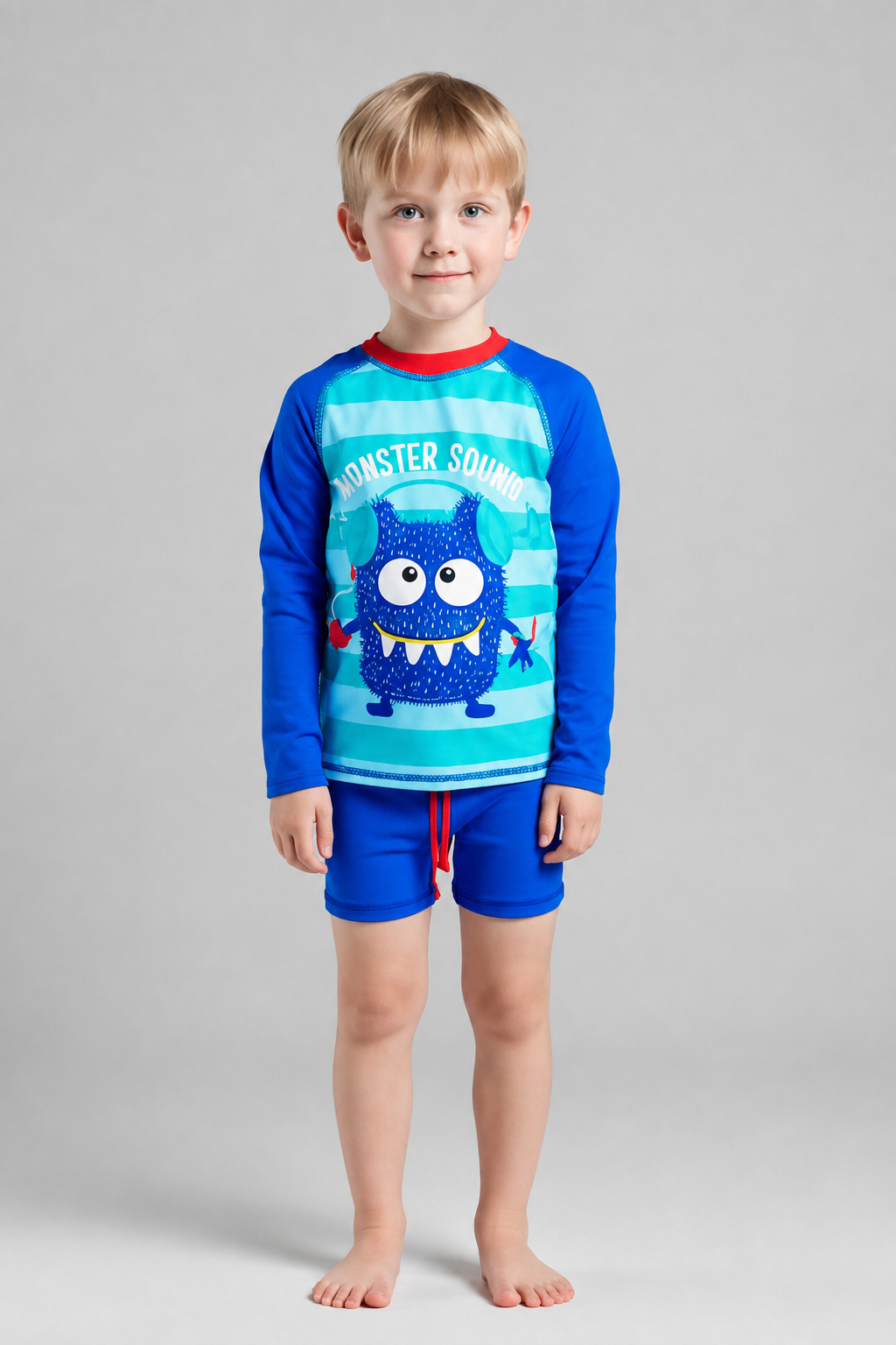 Traje de Baño Niño Dos Piezas Manga Larga y Short - Monstruos