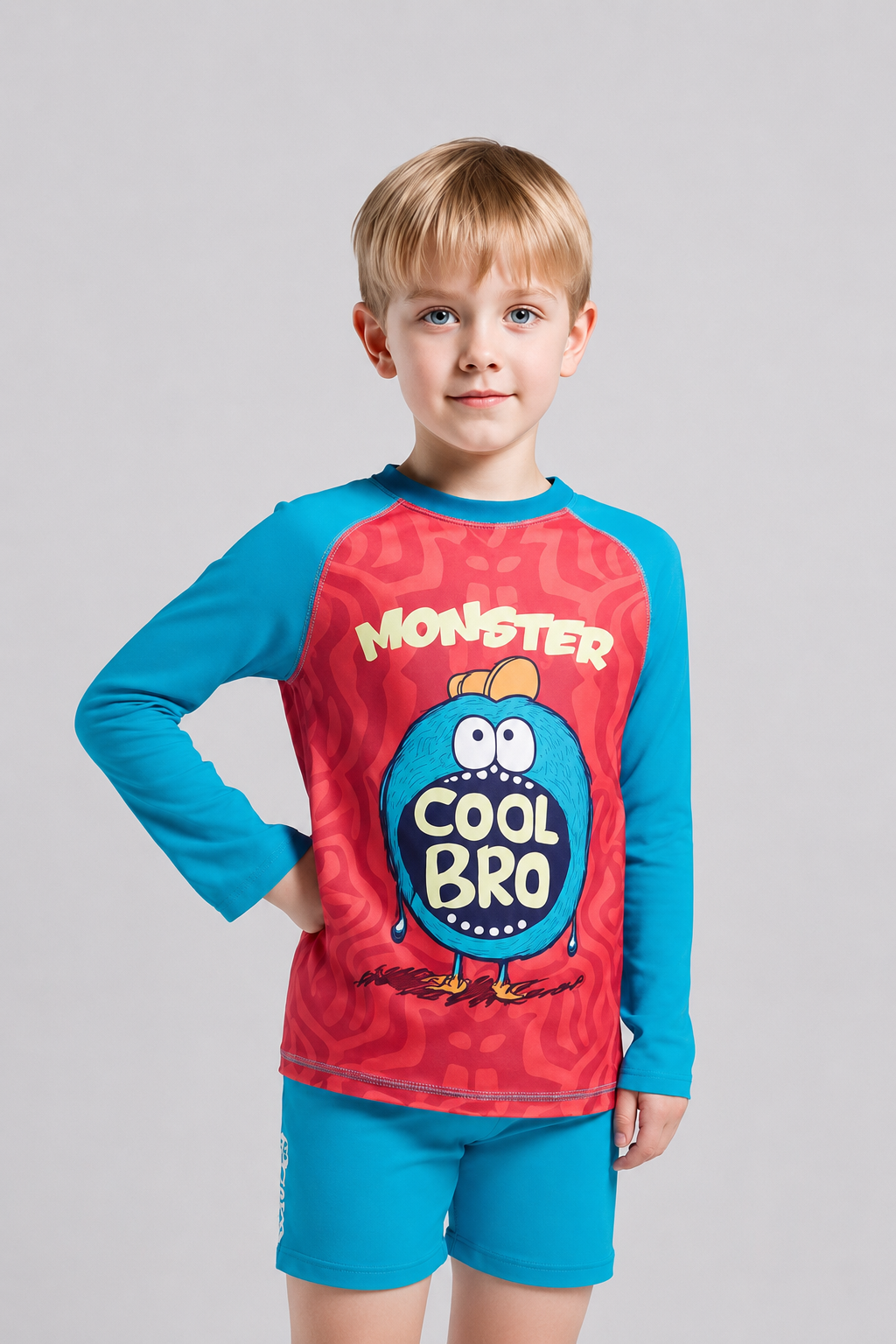 Traje de Baño Niño Dos Piezas Manga Larga y Short - Cool Bro